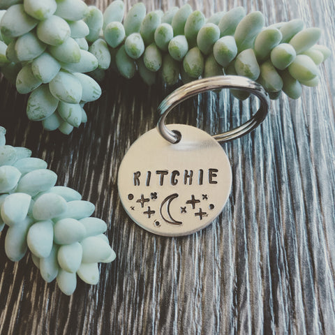 Personalized moon and stars horse tag