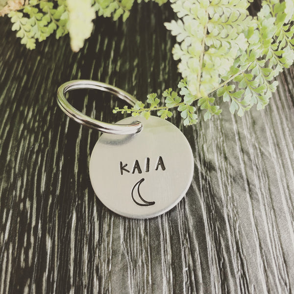 Personalized crescent moon dog ID tag