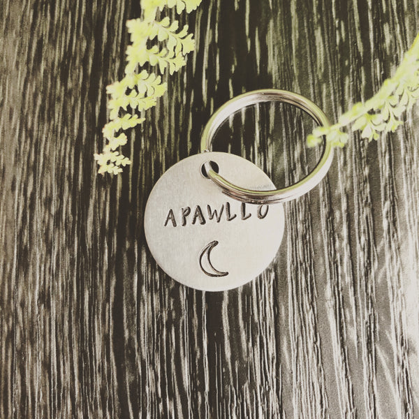 Personalized crescent moon dog ID tag