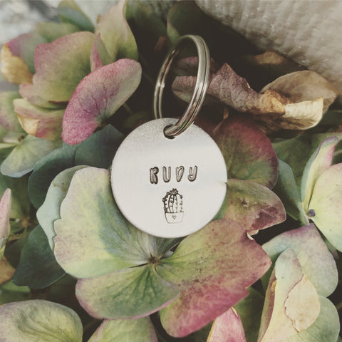 Personalized cactus dog ID tag