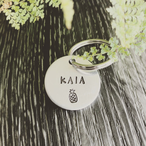 Personalized pineapple dog ID tag